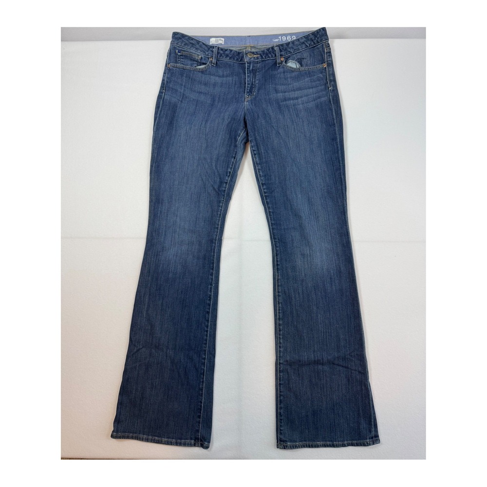 Gap 1969 Curvy Flare Jeans Womens 33/16XL Medium Blue Denim Stretch 673949-00-2
